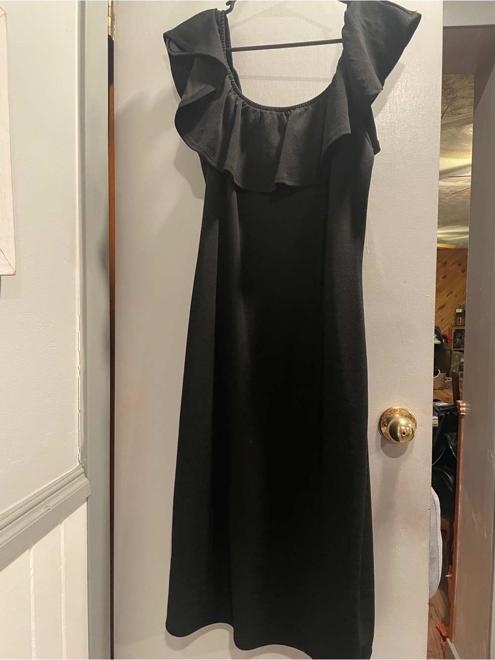 NWT Full Circle Trends Black Ruffle-Trim Midi Dress with Scoop Neck size 1X